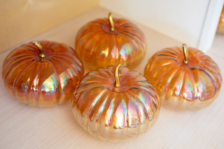 Glass Pumpkin + Brass Stem, Amber