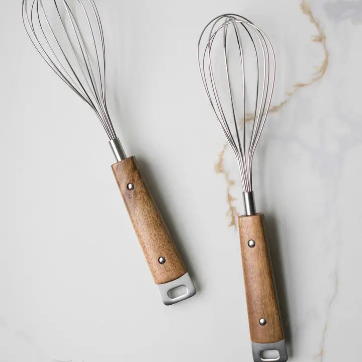 Heirloom Wood Handle Stainless Steel Hand Whisk