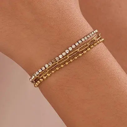 Tarnish-Free Layered Rhinestone Bracelet