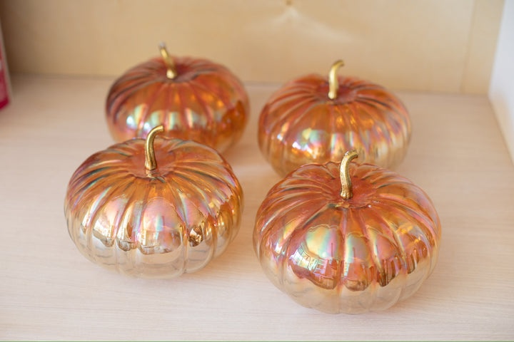 Glass Pumpkin + Brass Stem, Amber
