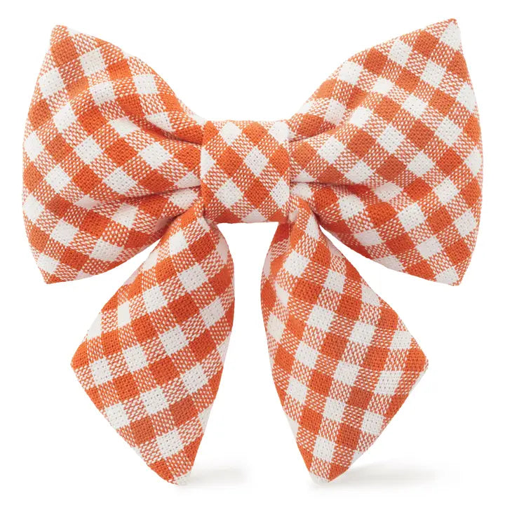 Cider Gingham Dog Bow