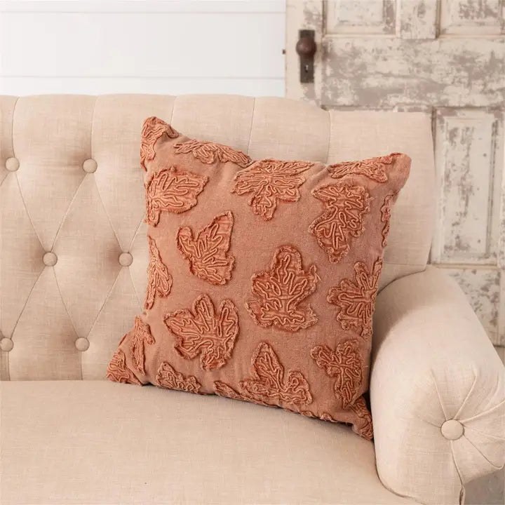 Stonewashed Fall Leaves Throw Pillow