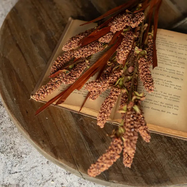 32-Inch Rust Heather and Dried Grass Spray