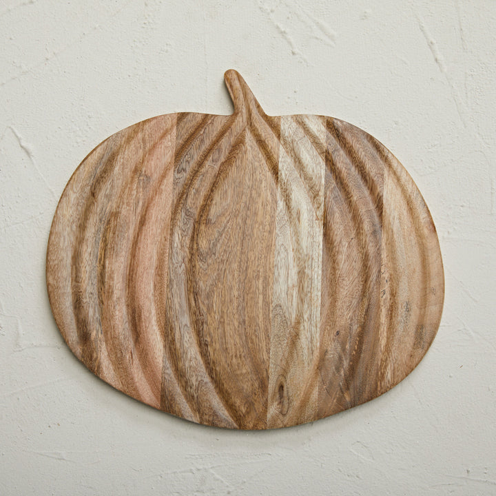 Pumpkin Shaped Mango Wood Serving Board, 15" x 11-1/4"