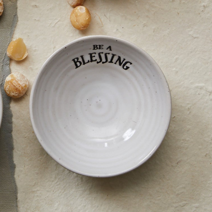 4" Stamped Saying Bowl, Cream Color