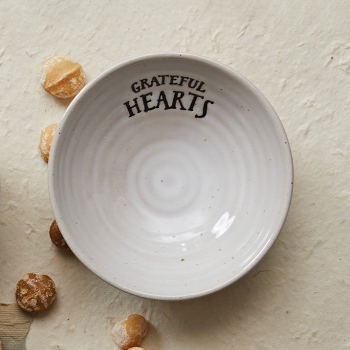 4" Stamped Saying Bowl, Cream Color