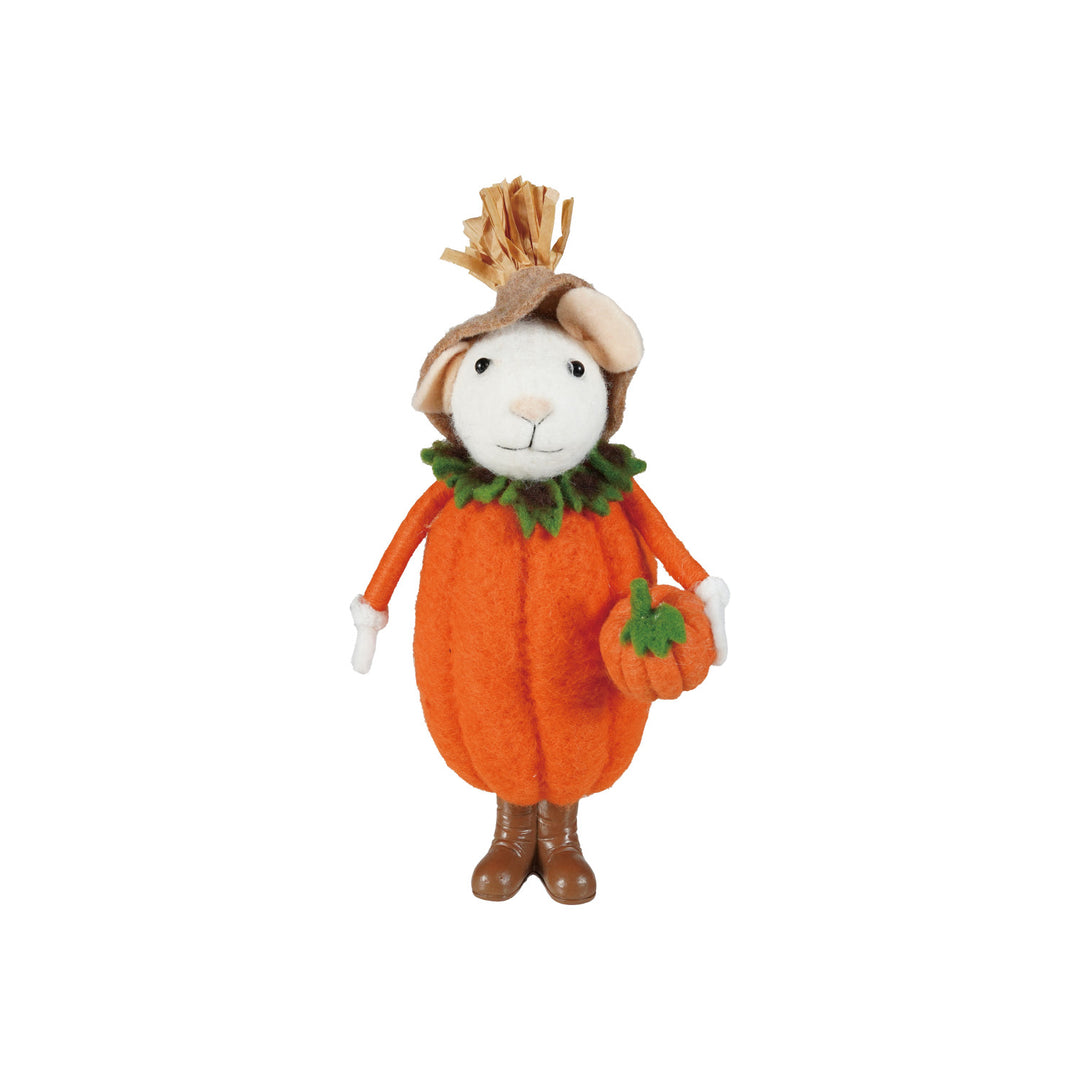 Wool Felt Pumpkin Mouse Figurine