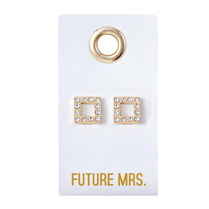 "Future Mrs." Square Earrings Leather Gift Tag