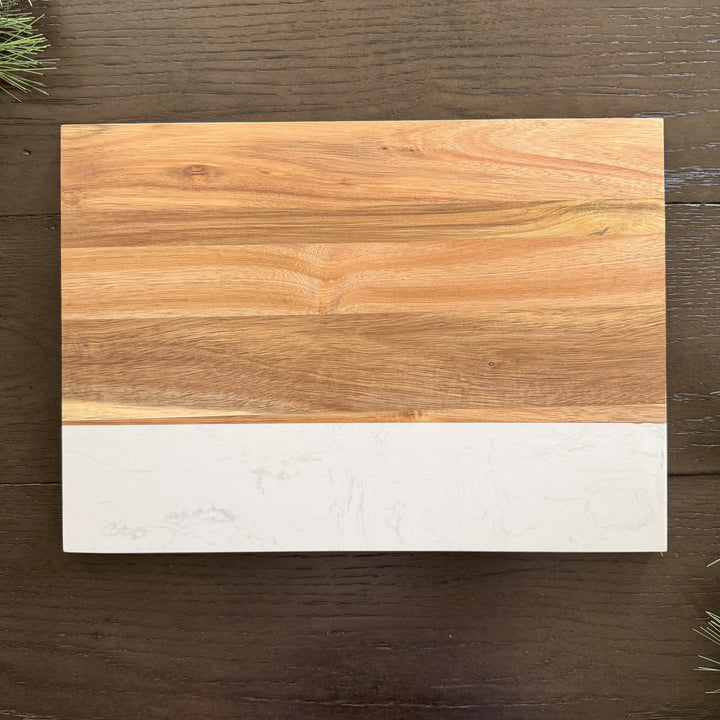 Marble + Acacia Serving Board, 14" x 10"