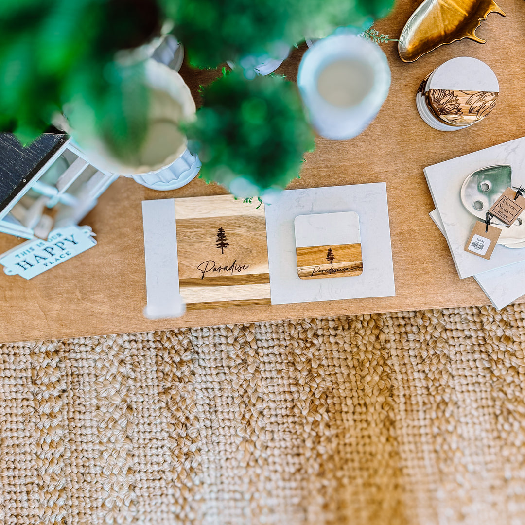 Square Marble + Acacia Destination Coasters