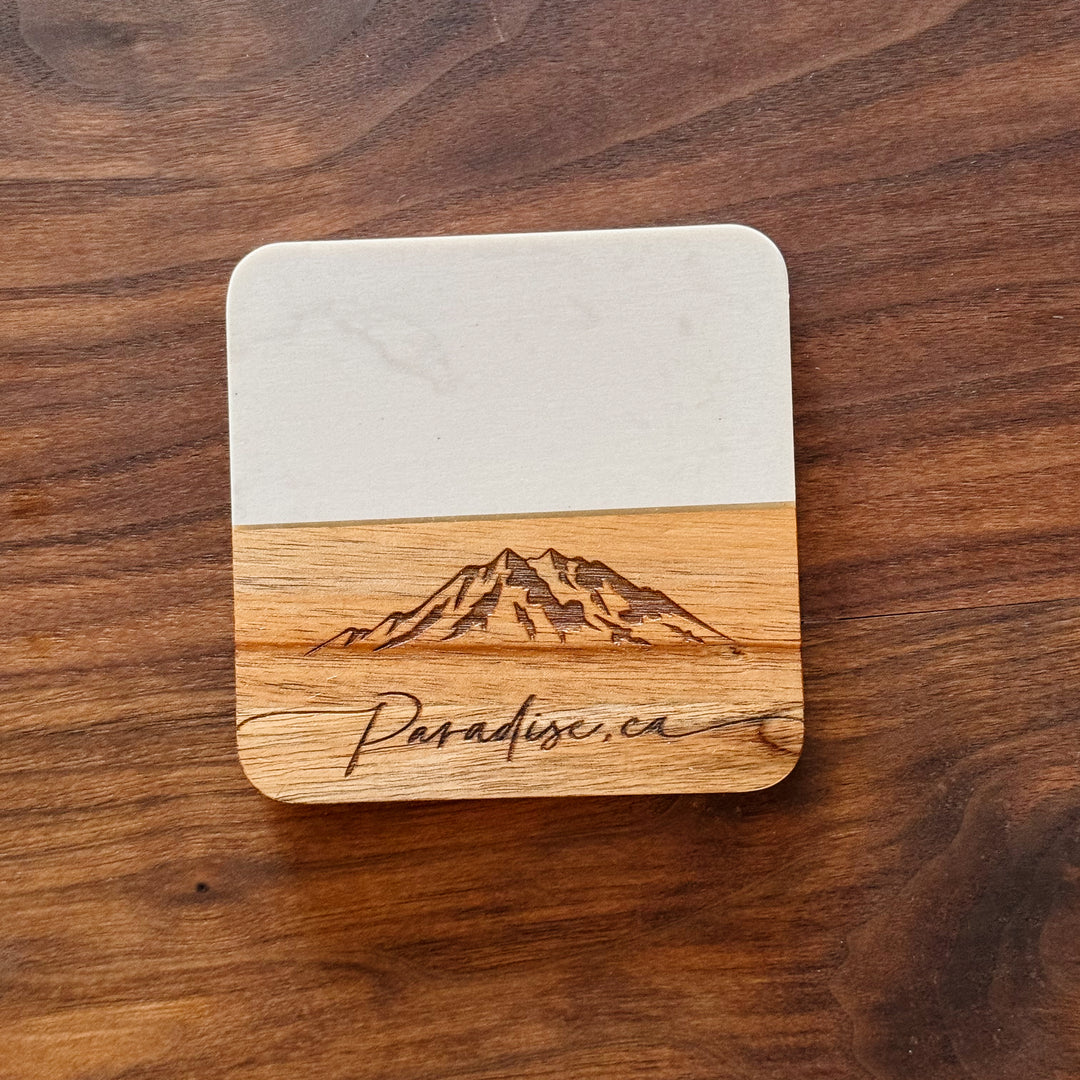 Square Marble + Acacia Destination Coasters