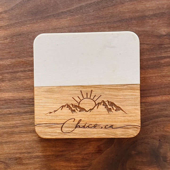 Square Marble + Acacia Destination Coasters