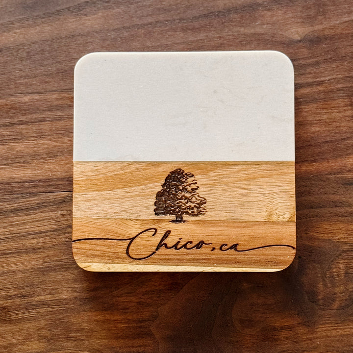 Square Marble + Acacia Destination Coasters