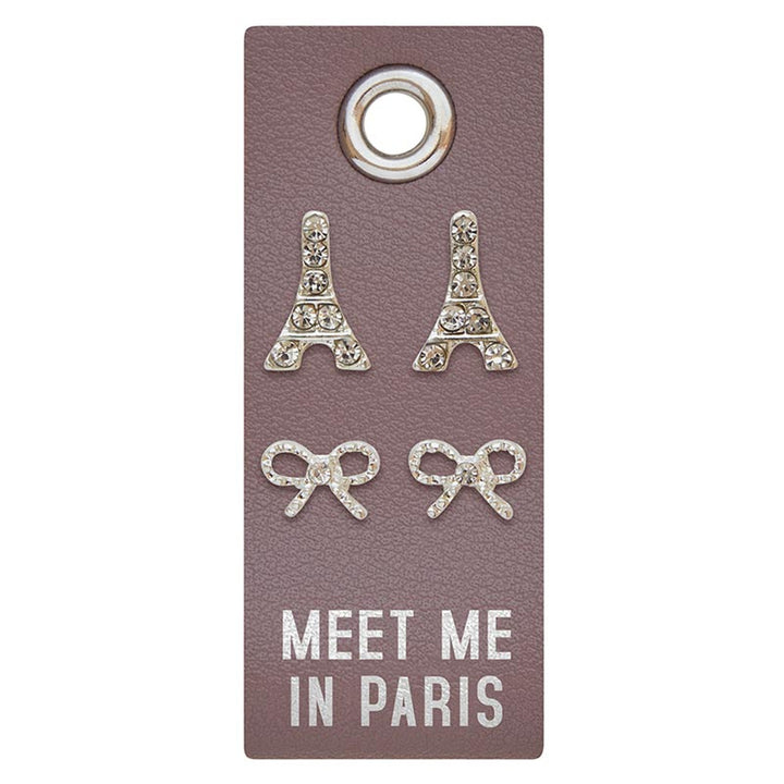 "Meet Me in Paris" Earring Set Leather Gift Tag