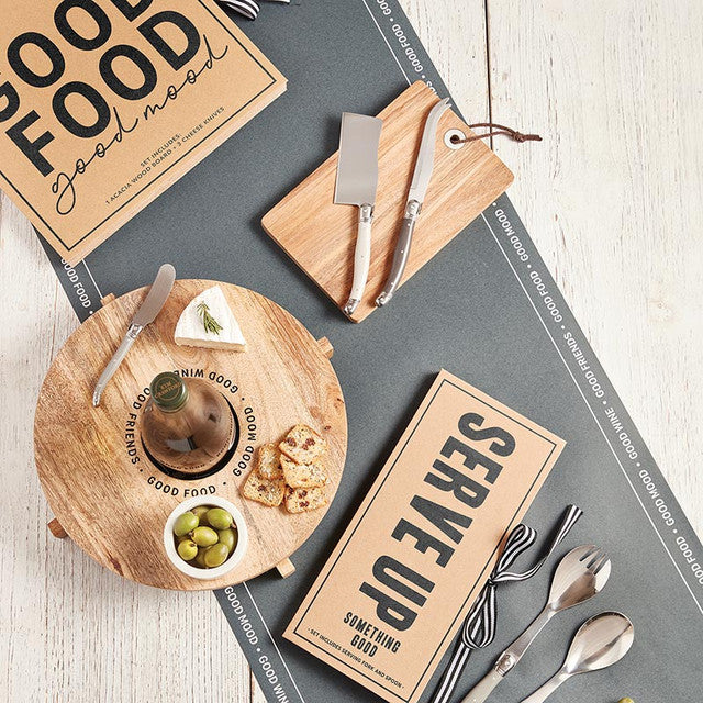 "Good Food" Wood Cheese Board Set Book Box