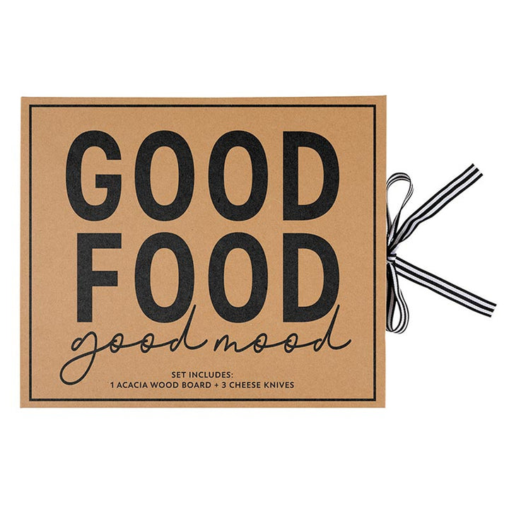 "Good Food" Wood Cheese Board Set Book Box