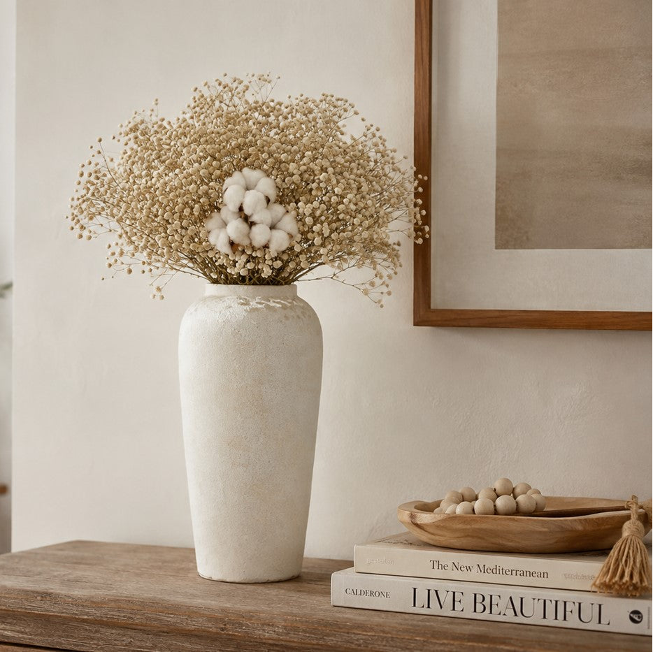 Large Vintage White Ceramic Vase, 19"
