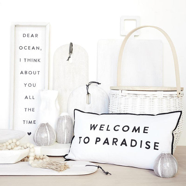 "Welcome to Paradise" Lumbar Pillow