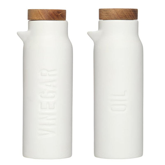 Oil + Vinegar Bottle Set, Matte White