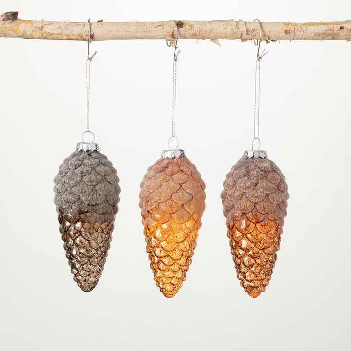 Frosted glass Pine Cone Ornaments