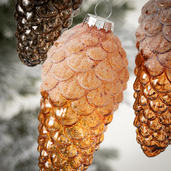 Frosted glass Pine Cone Ornaments