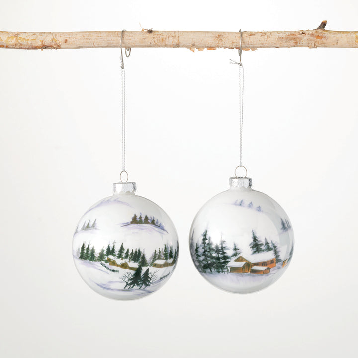 Winter Lodge Scene Ornaments