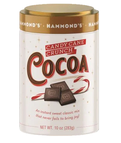 Hammond's Candy Cane Crunch Cocoa packaging on a white background