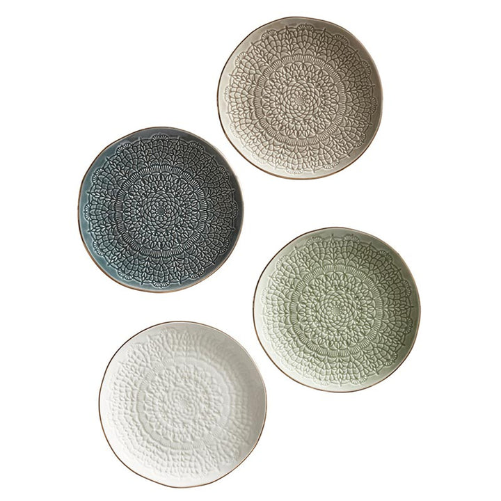 Stamped Ceramic Appetizer Plate, 6", Gold Rim