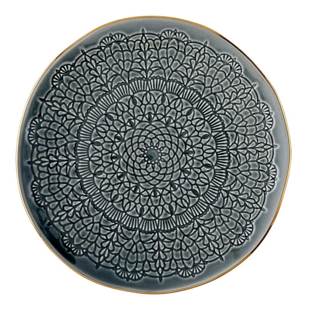 Stamped Ceramic Appetizer Plate, 6", Gold Rim