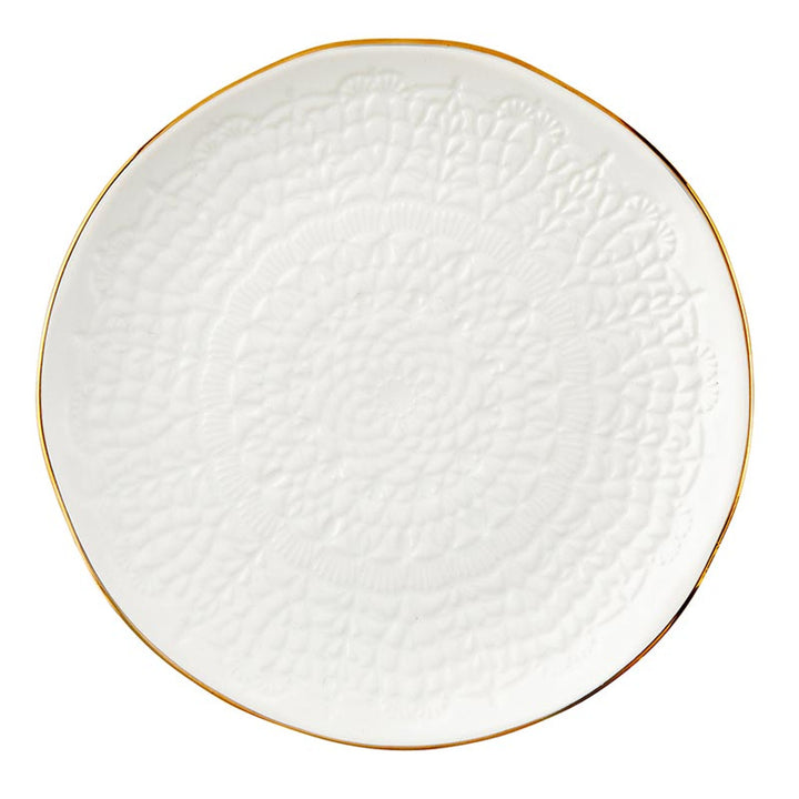 Stamped Ceramic Appetizer Plate, 6", Gold Rim