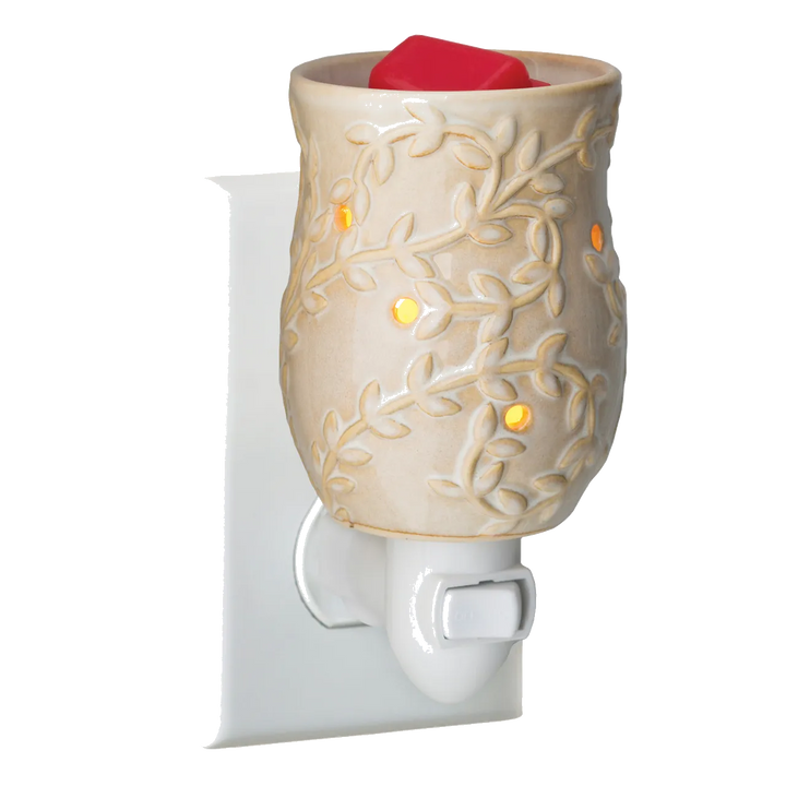 Vine Pluggable Fragrance Warmer, Ivory Reactive Glaze