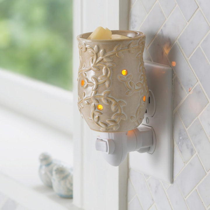 Vine Pluggable Fragrance Warmer, Ivory Reactive Glaze