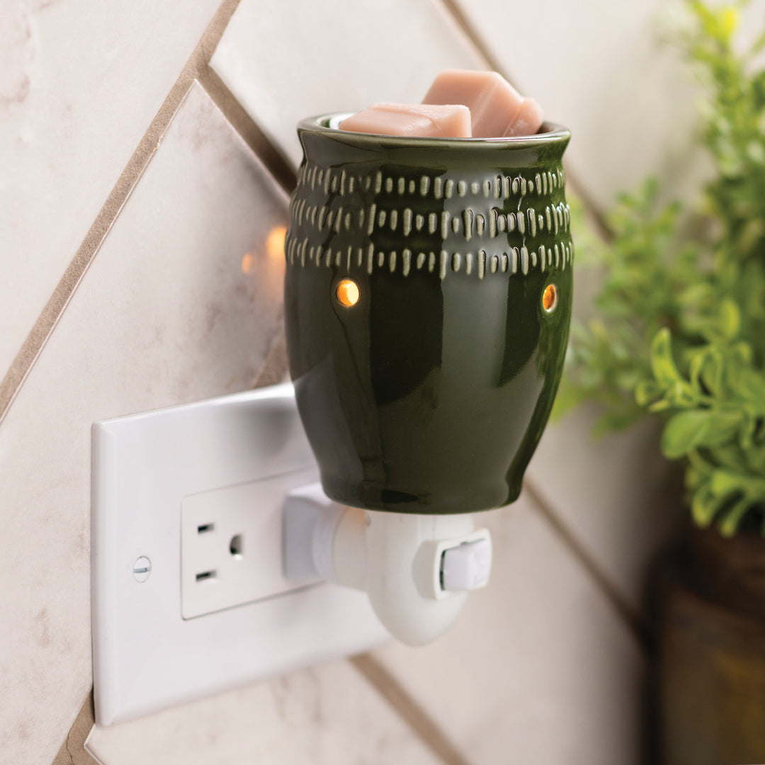 Green Etched Glass Plug-In Wax Melt Warmer