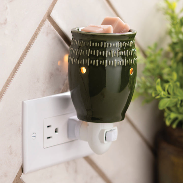Green Etched Glass Plug-In Wax Melt Warmer