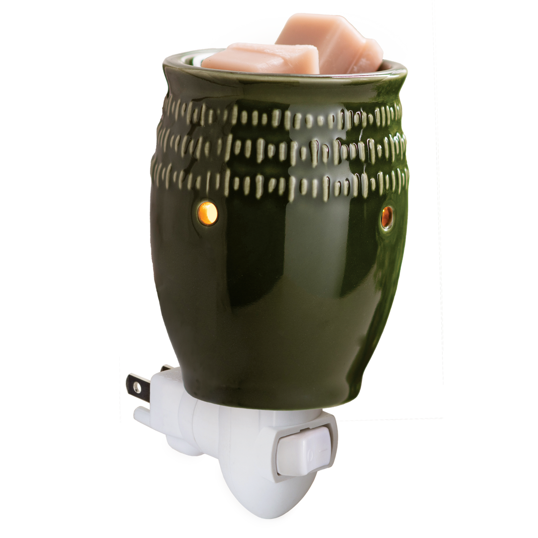 Green Etched Glass Plug-In Wax Melt Warmer