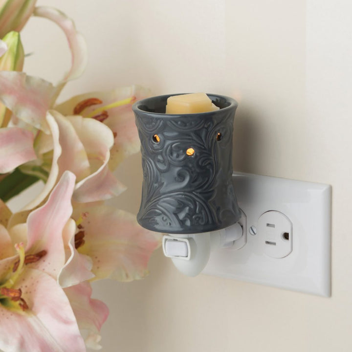 Charcoal Floral Embossed Pluggable Fragrance Warmer