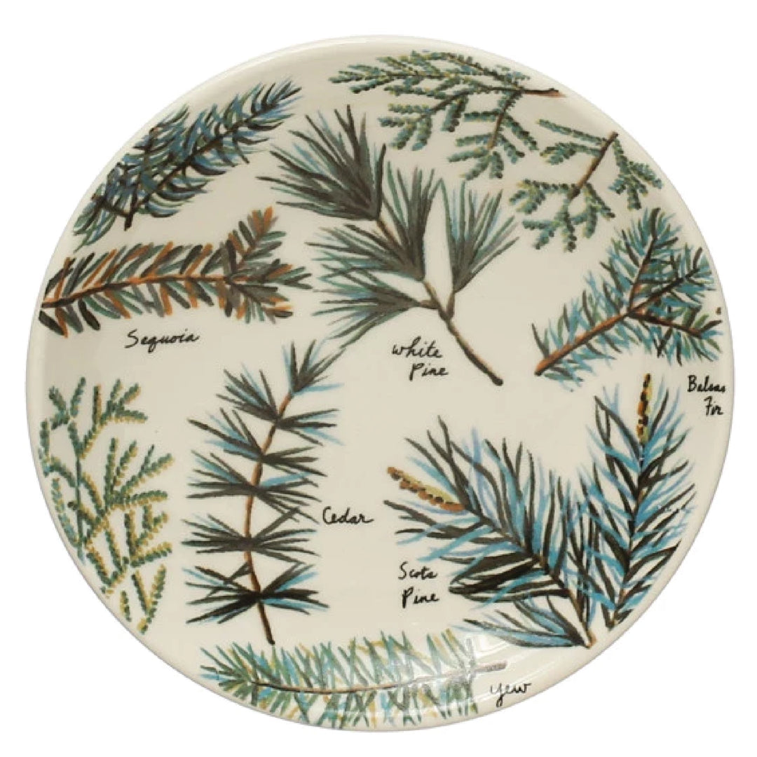 Evergreen Botanicals Stoneware Plate, 4" Round