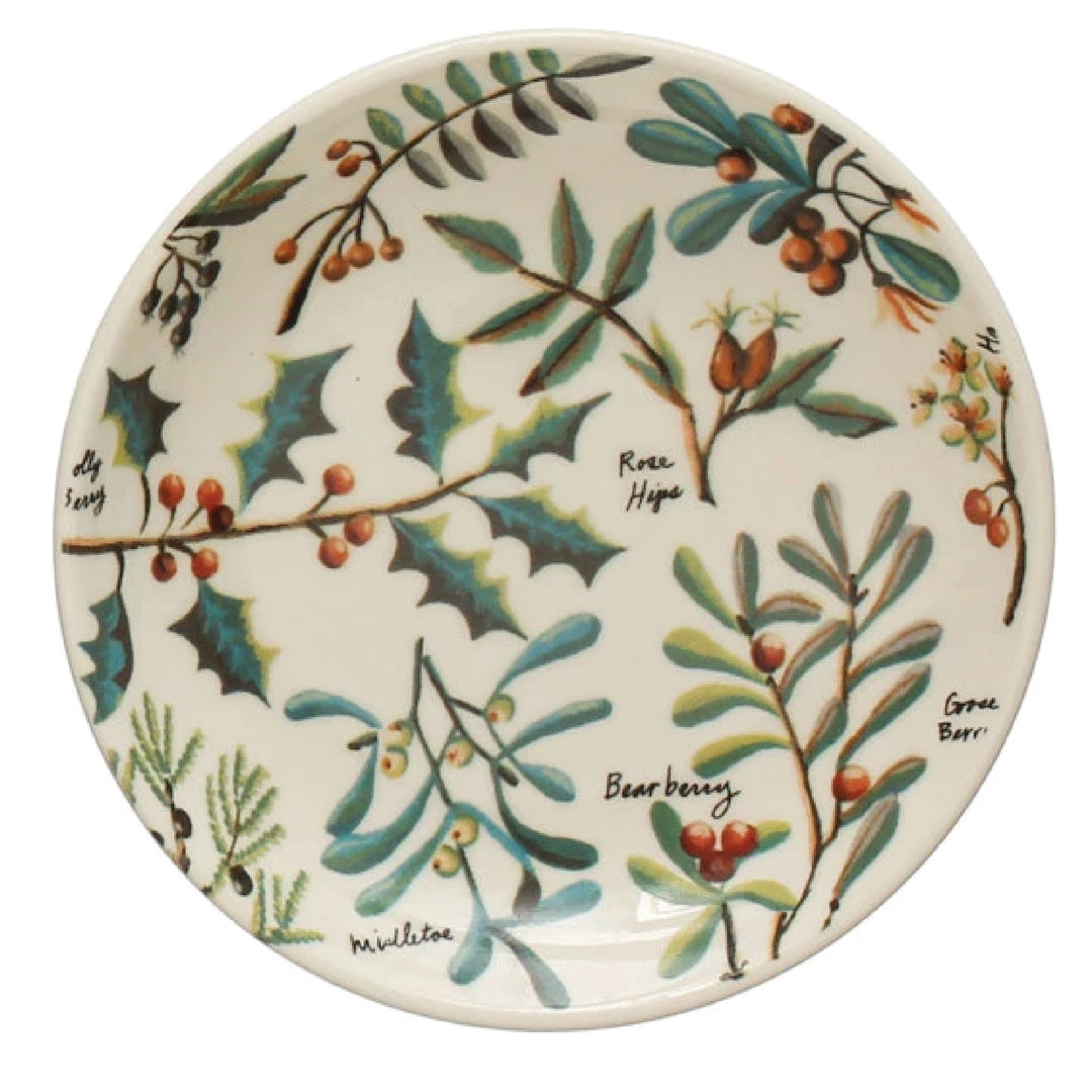 Evergreen Botanicals Stoneware Plate, 4" Round