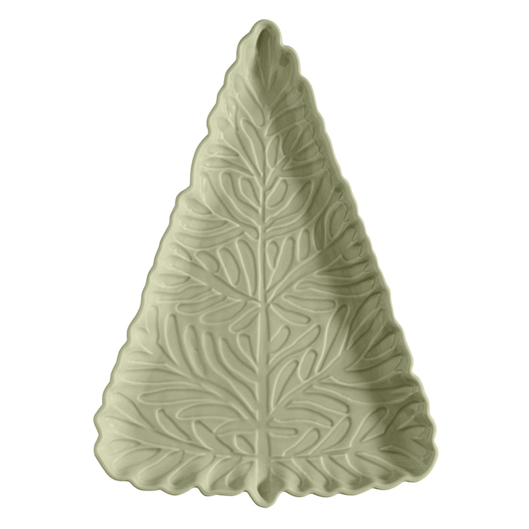 Tree Shaped Stamped Platter, 11"x7.75", Sage Mist