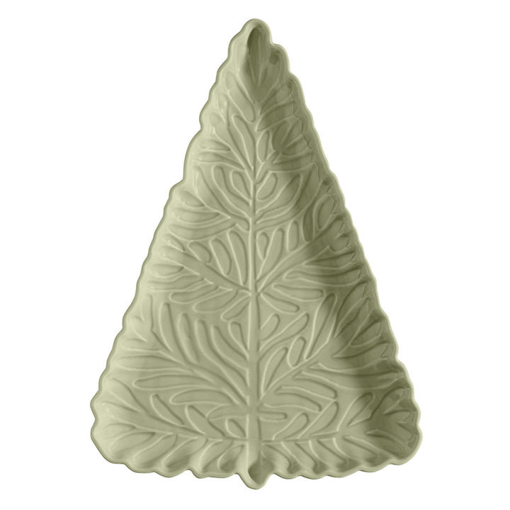 Tree Shaped Stamped Platter, 11"x7.75", Sage Mist