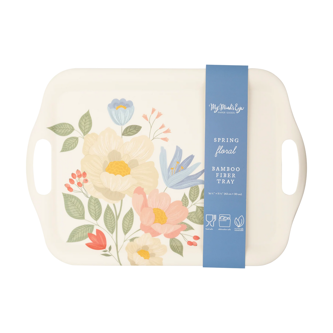 Spring Floral Reusable Bamboo Tray