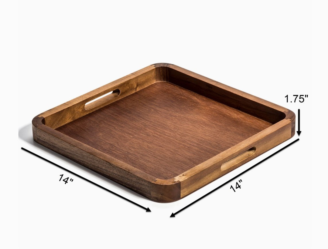 14" Acacia Wood Square Serving Tray