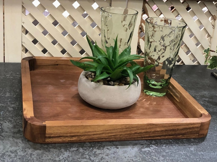 14" Acacia Wood Square Serving Tray