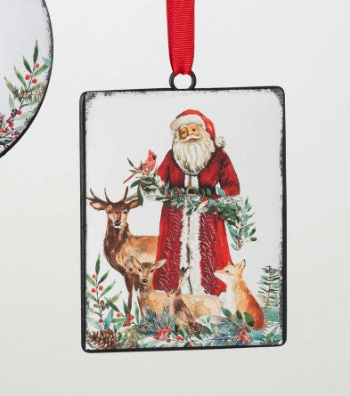 Rustic Santa Metal Ornament