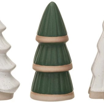 Stoneware Trees Green & White