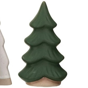 Stoneware Trees Green & White