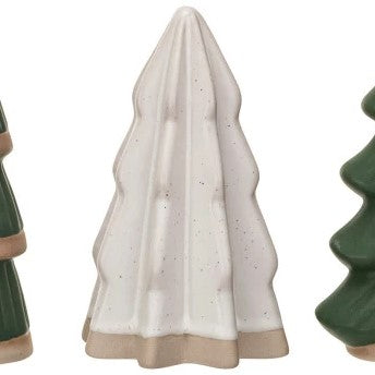 Stoneware Trees Green & White