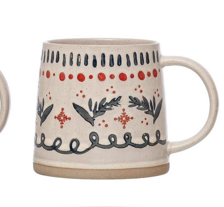 Hand-Stamped Sweater Pattern Stoneware Mug, 16 oz