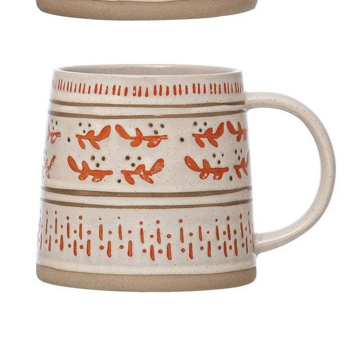 Hand-Stamped Sweater Pattern Stoneware Mug, 16 oz