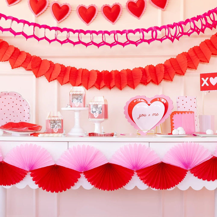 Pink + Red Double Tissue  Bunting Banner, 7'